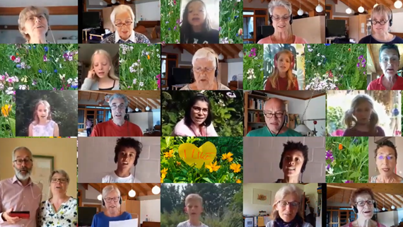 Screenshot Video Kantorei Bildschirmfoto eines Videos mit singenden Menschen