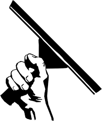 Hand holding a window squeegee