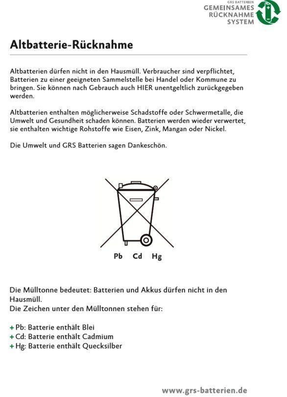 Altbatterie Rücknahme Altbatterie Rücknahme