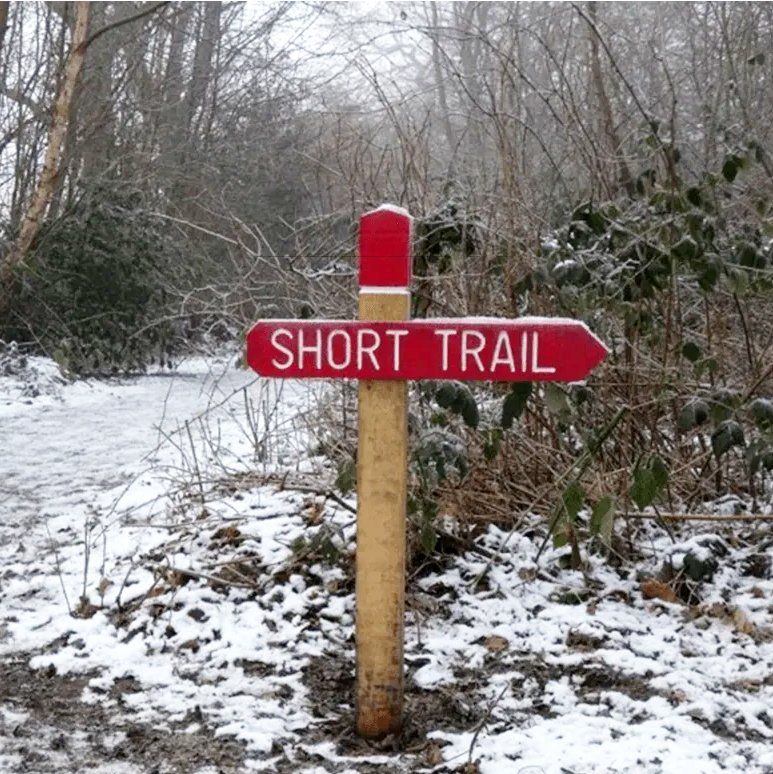 Trail signpost Norsey Wood
