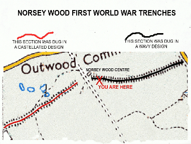 Map of trenches in Norsey Wood