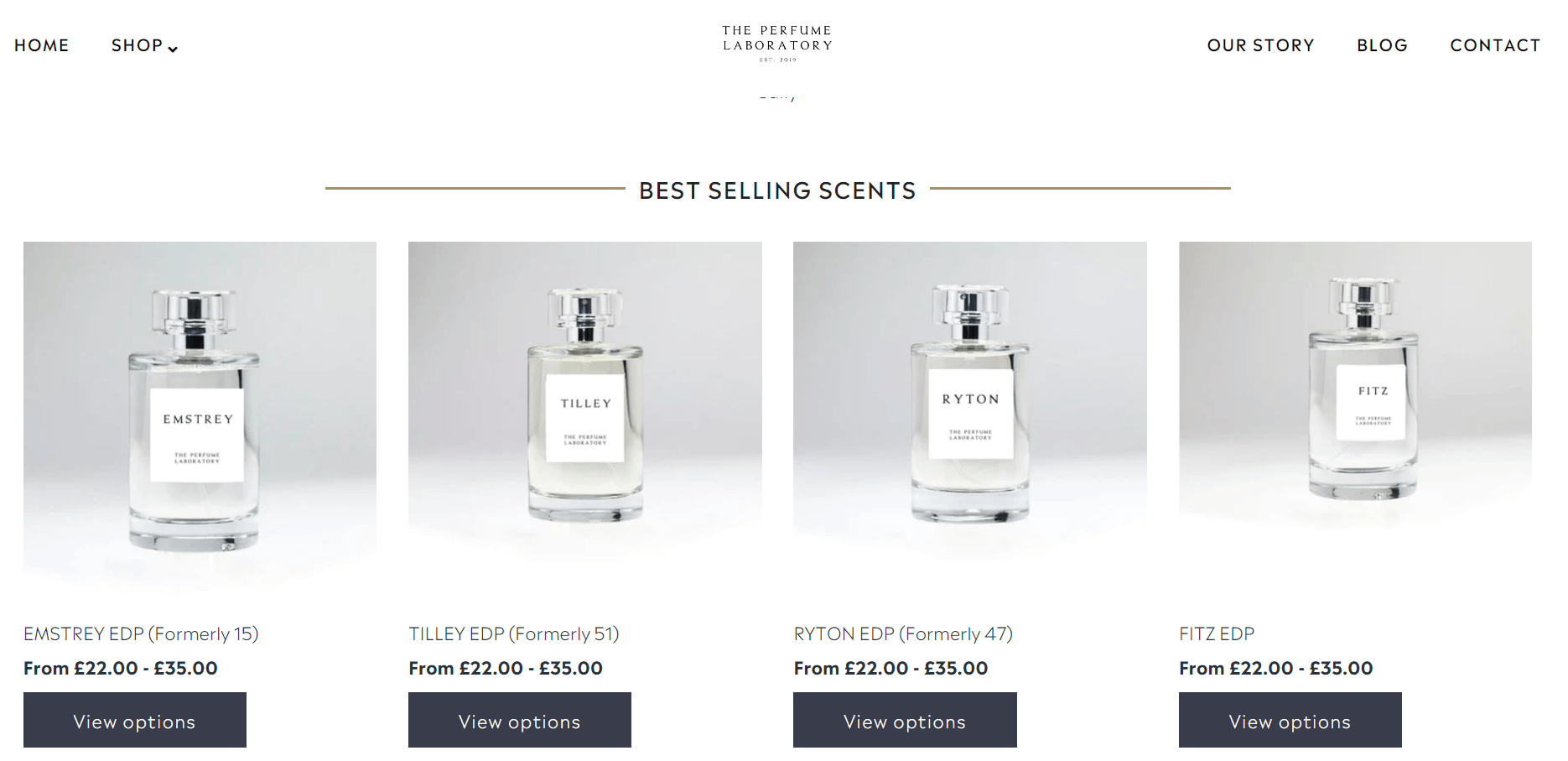 The Perfume Laboratory Shopify website