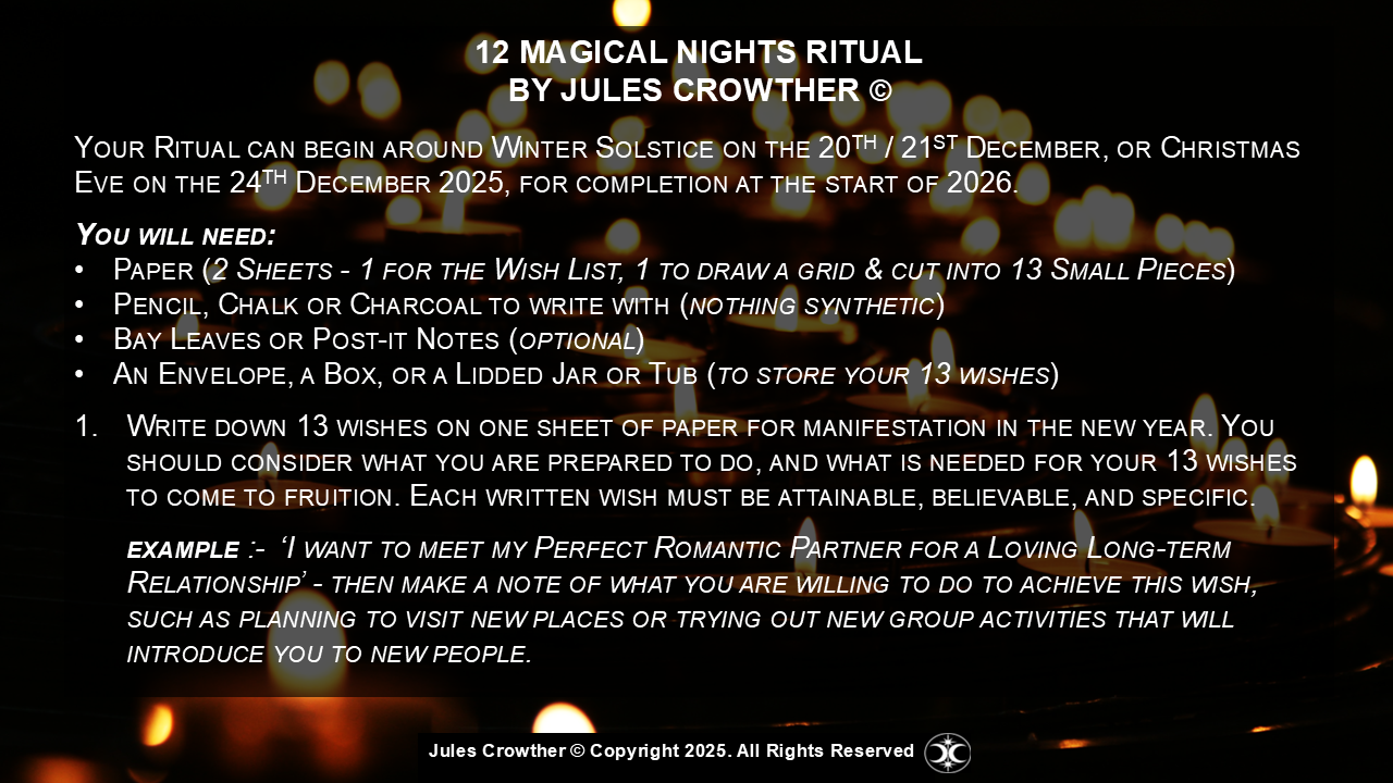 12 Magical Nights Ritual, by Jules Crowther