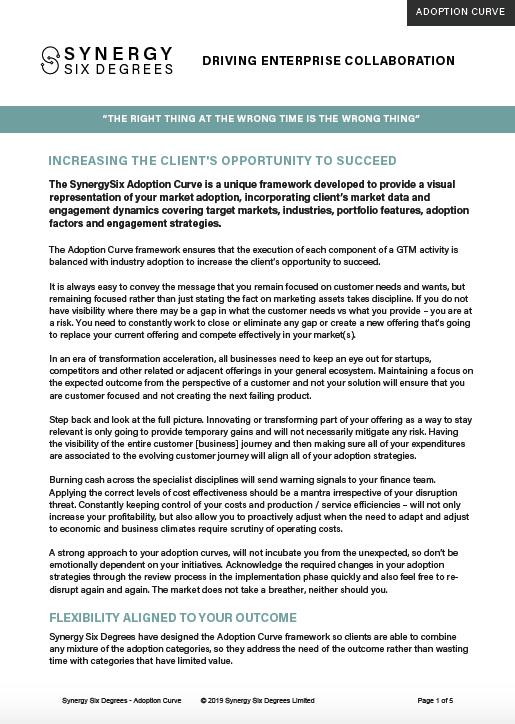 Adoption Curve using the Synergy Six Degrees Flow Chain framework