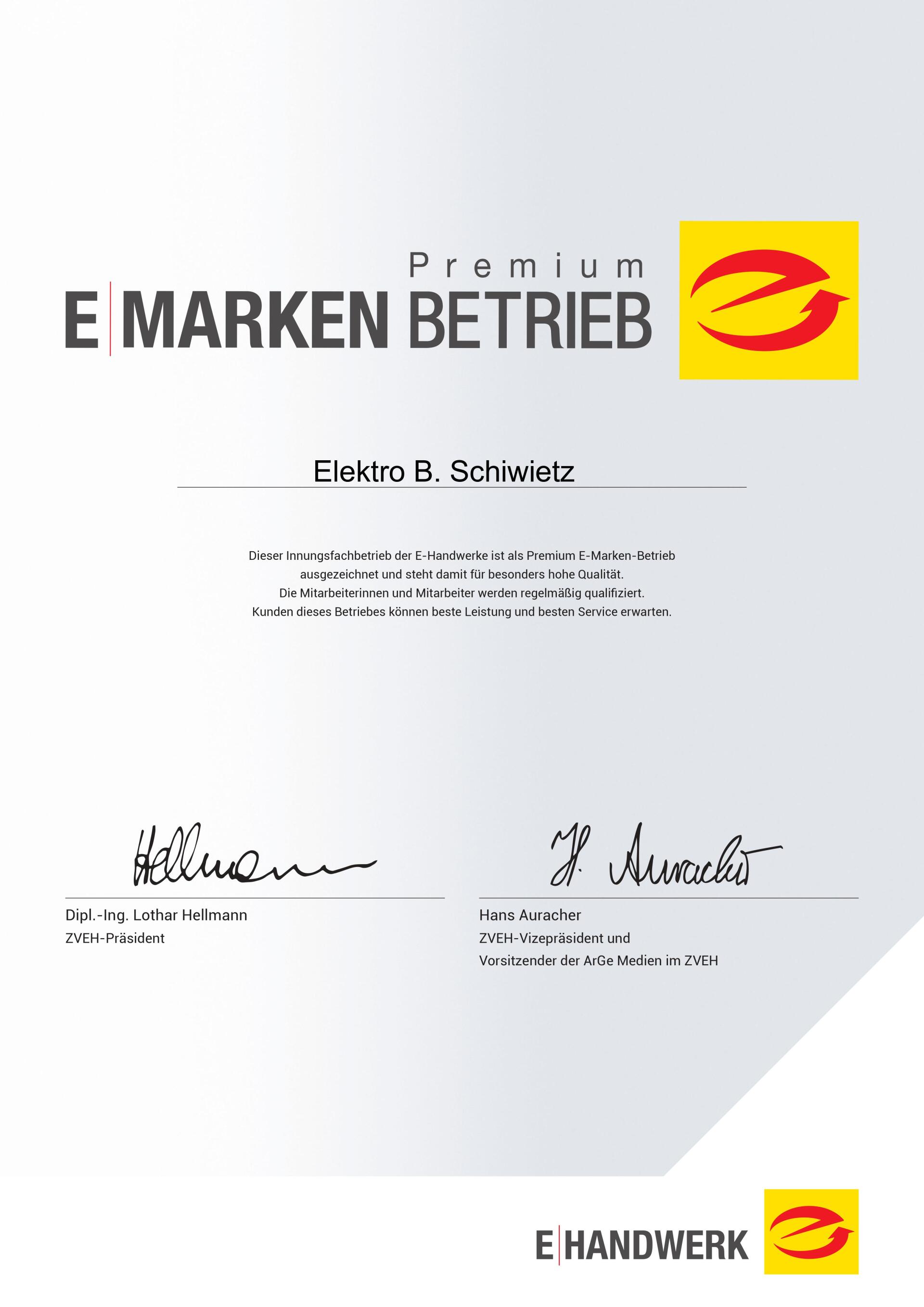 Premium E-Markenbetrieb Elektro B. Schiwietz Premium E-Markenbetrieb Elektro B. Schiwietz