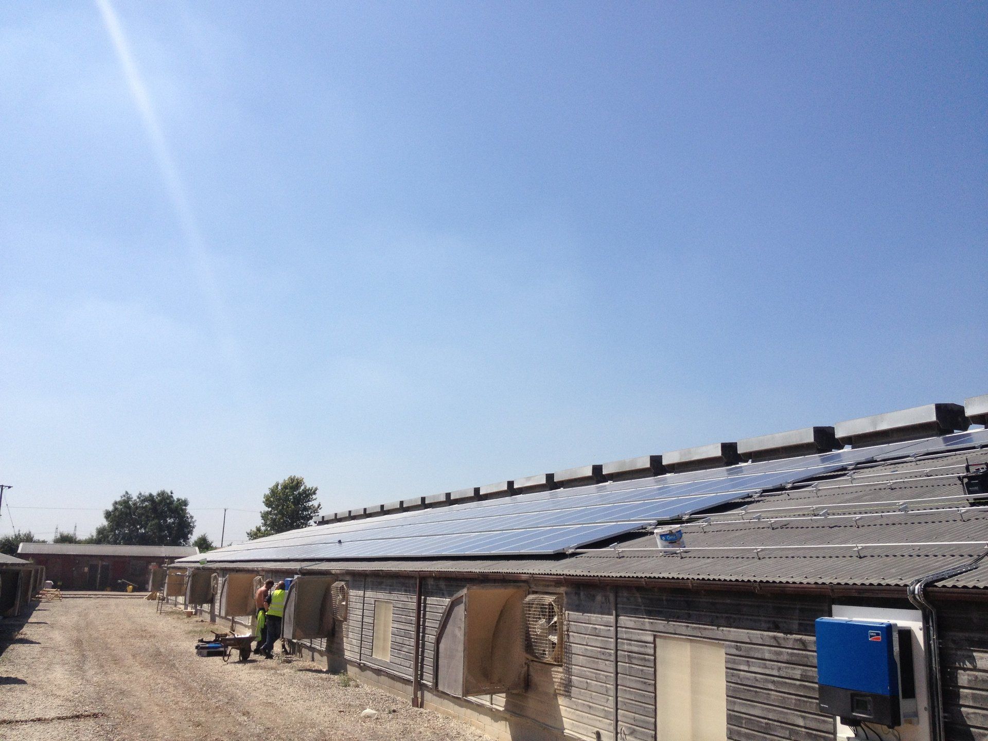 Solar PV installation with blue skies