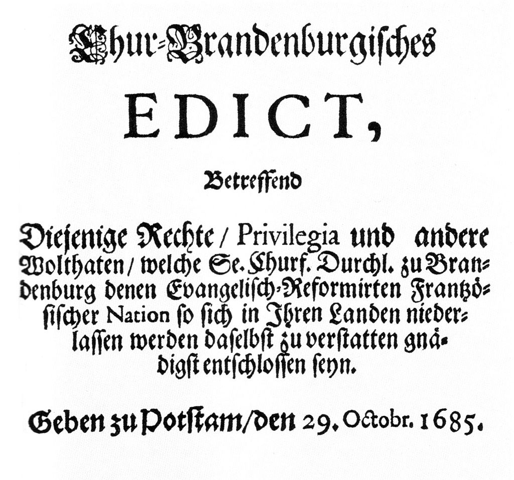 Das Edikt von Potsdam, Titelseite