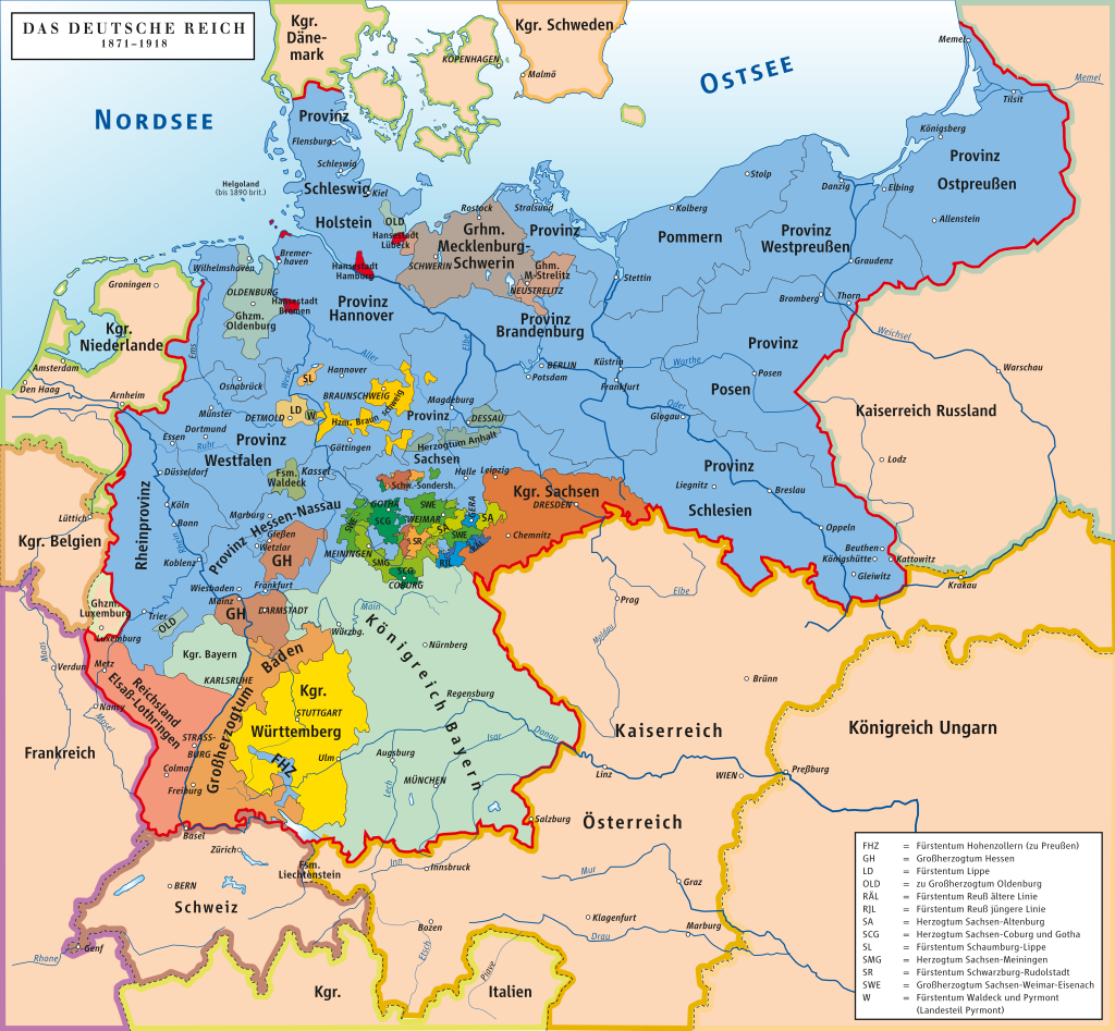 Karte des Deutschen Reichs 1971-1918