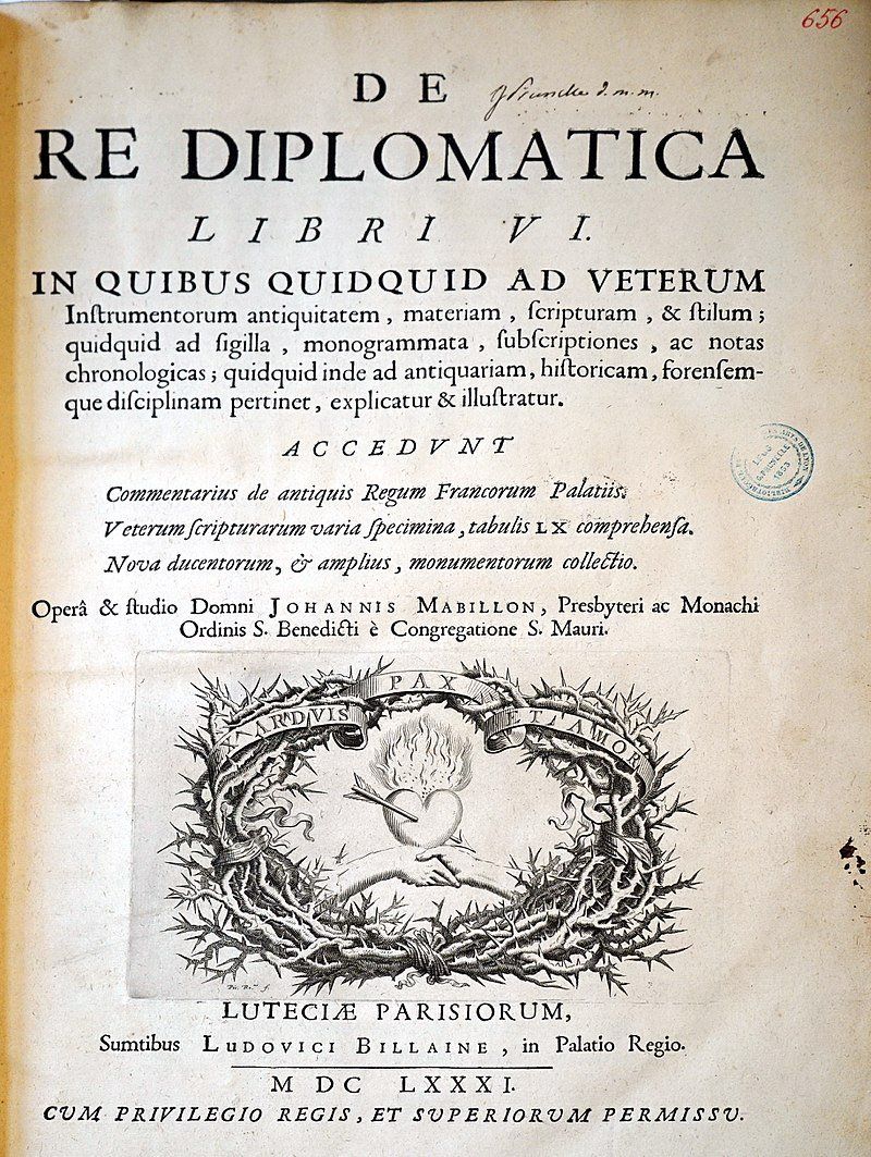 De re diplomatica... Schriftstück von Jean Mabillon