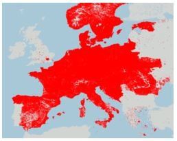 Einträge in Europa mit Koordinaten im GOV; August 2019