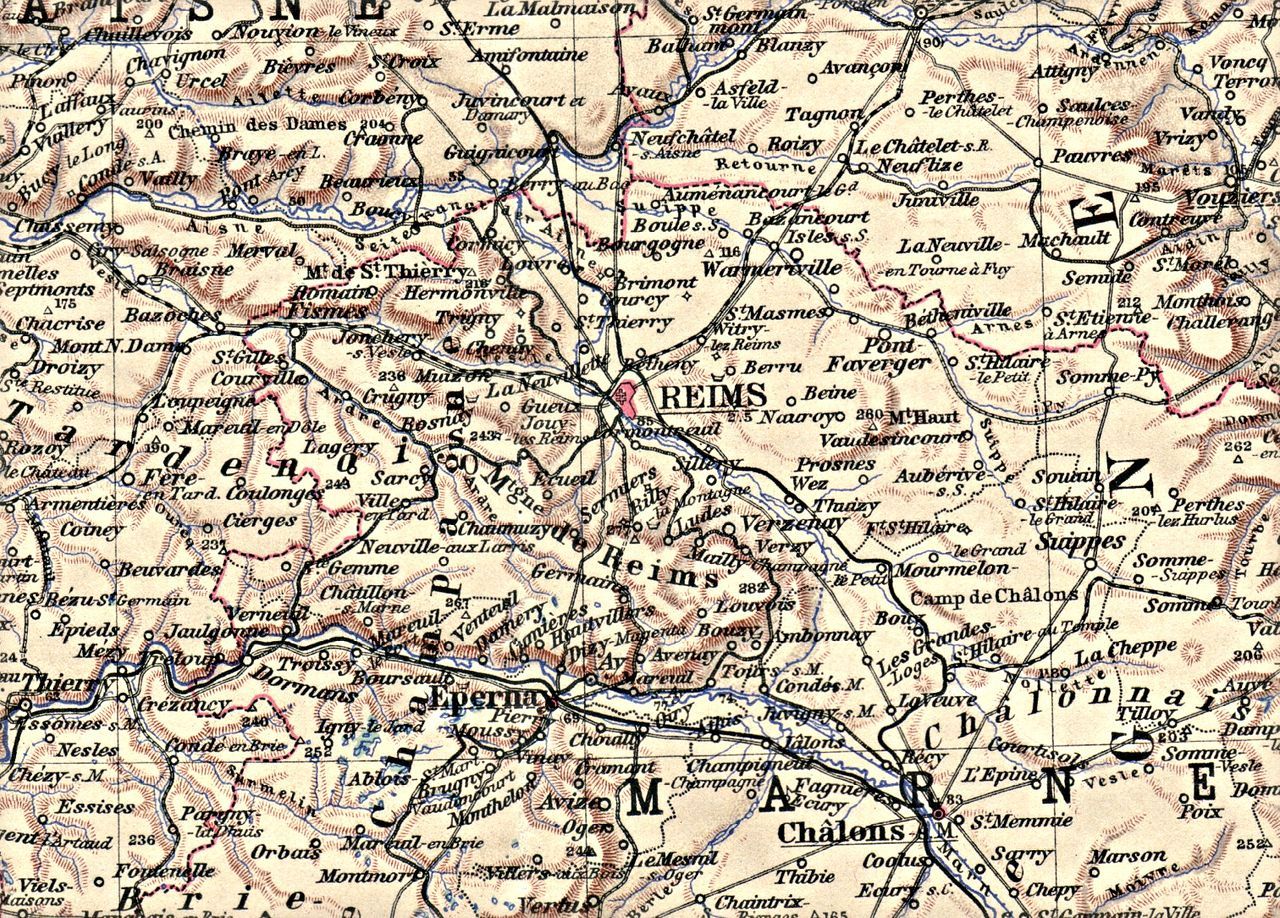 Ausschnitt aus Blatt 33 „Nordostfrankreich – Belgien – Luxemburg“ des Stielers Hand-Atlas, 10. Aufl., Hundertjahr-Ausgabe, Gotha, Justus Perthes, 1925 ff.