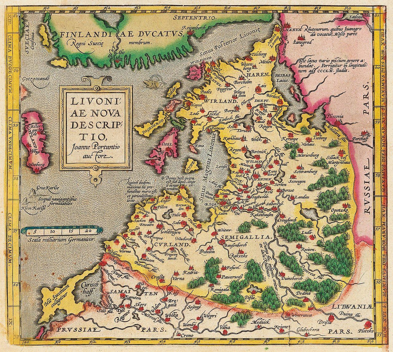 Alte Karte von Livland, Johannes Portantius, 1573