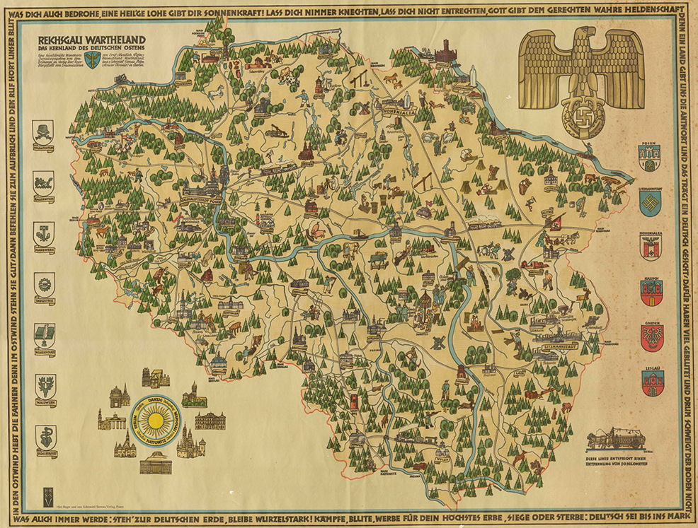 Reichsgau Wartheland, Kernland des Deutschen Ostens – gezeichnet von Ernst Modlich, ohne Maßstab und Jahr