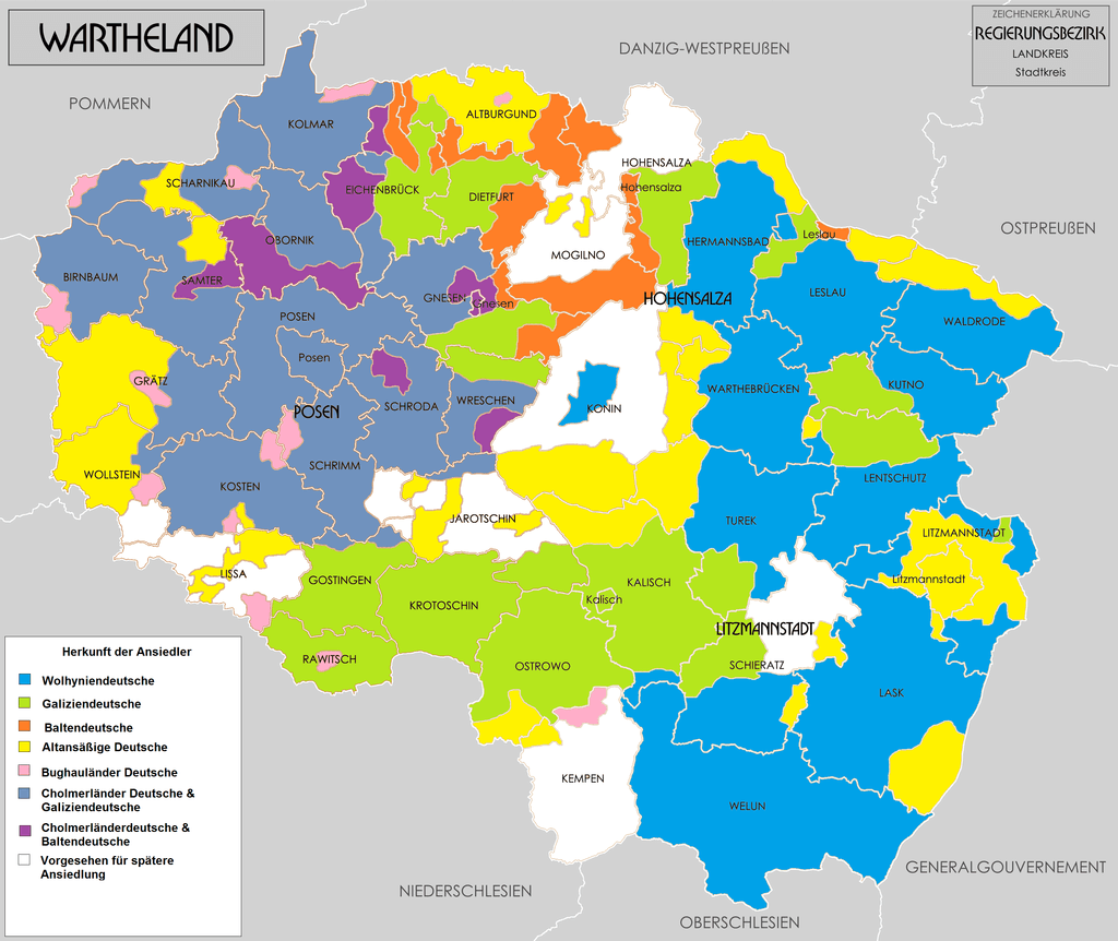 Deutsche Ansiedler im Wartheland, Siedlungsplanung nach Herkunftsregion