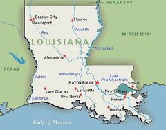 Map of Louisiana - Lafayette in Southwest