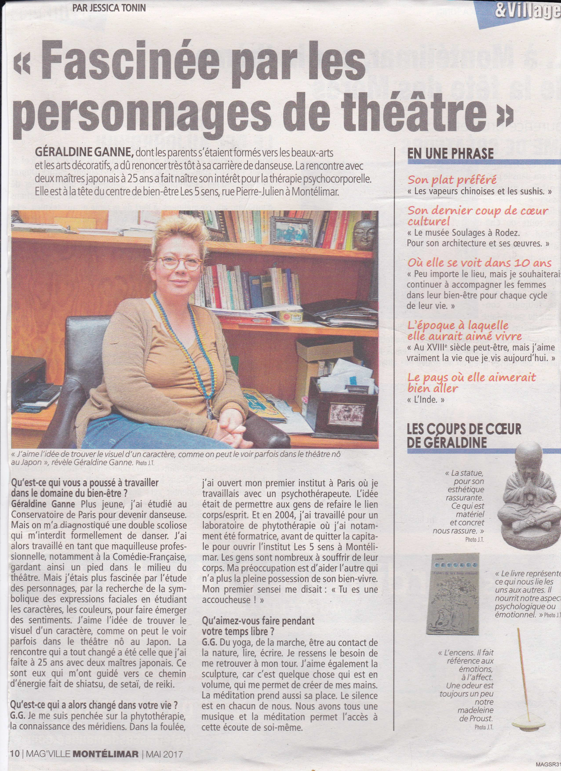 Article presse Géraldine Ganne masseuse et thérapeute à Chalon sur Saône