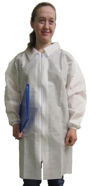 Blouses Blanches à usage unique avec fermature éclaire, blouses blanches jetables avec fermature éclaire