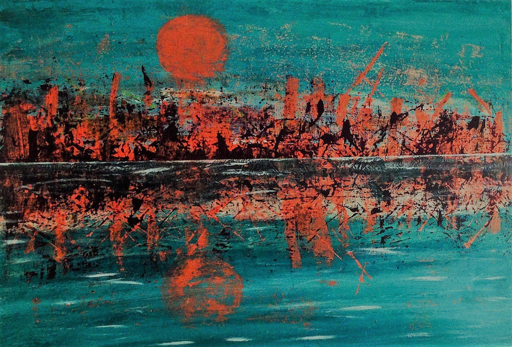 Absrakt, Reflektion, reflection, harbor, wasserspiegelung