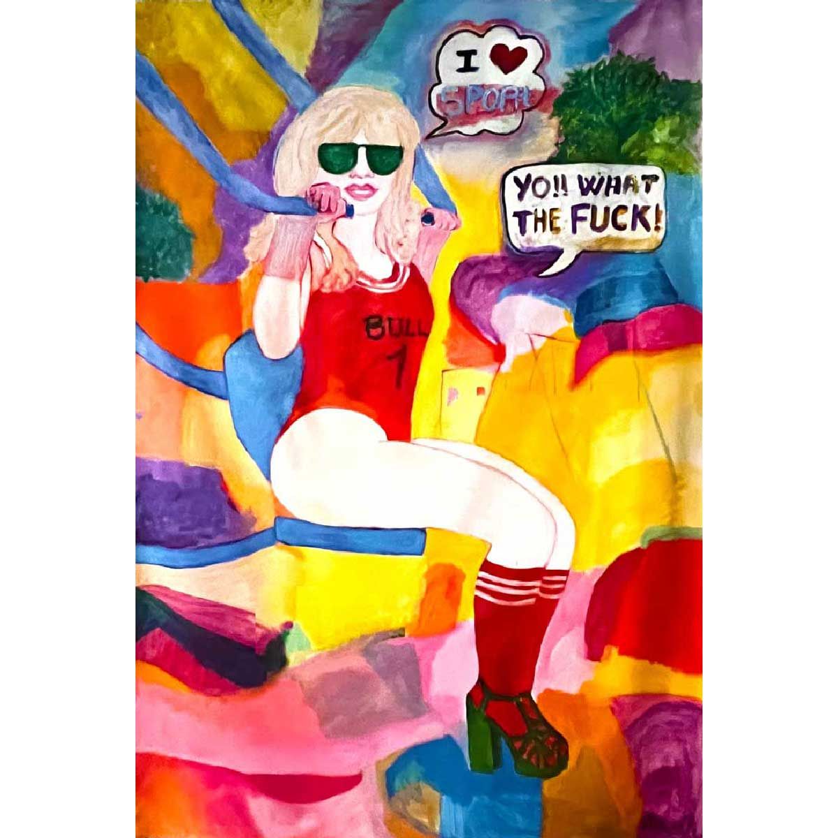 Acrylique sur toile, sport, peinture,
2024, EVE, SELFPORTRAIT, AUTOPORTRAIT, FUCK