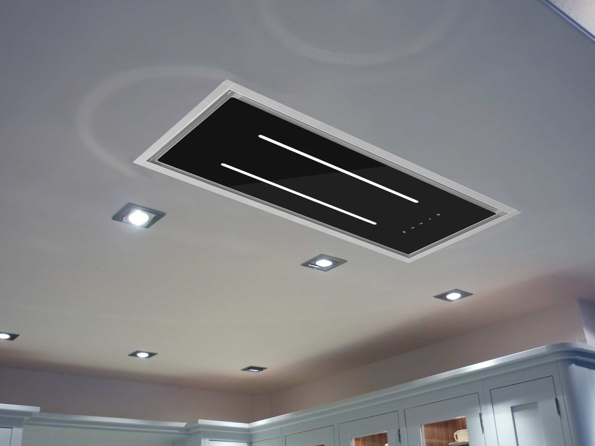 Ceiling hood installed between joists