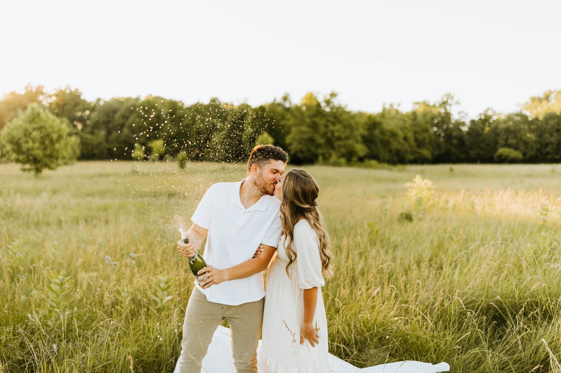 Engagement pictures of couple at Metea County Park in Fort Wayne, Indiana