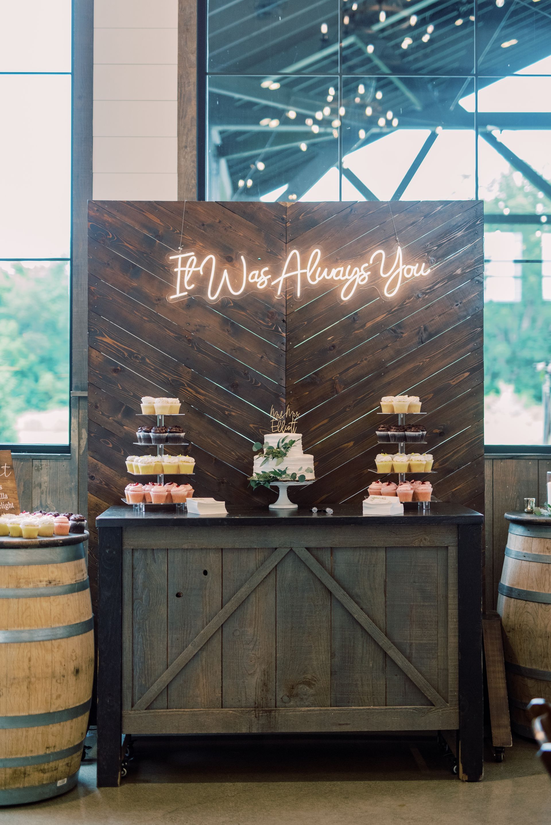 Neon sign and photo wall at Union 12 in Fort Wayne Indiana