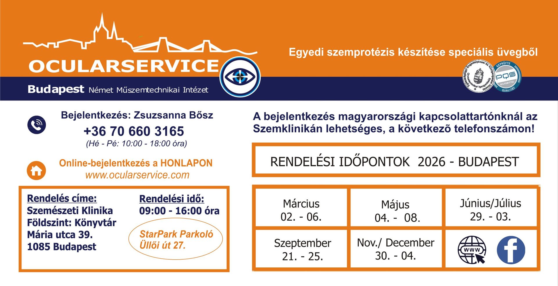 Programări şi consultaţii, proteze oculare si ochi artificiali