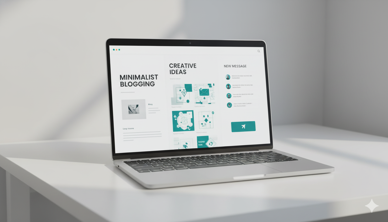 Laptop mit Blog und Pinterest sowie E-Mail - Content-Recycling