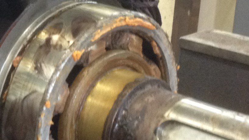 Replacement bearing fitted to large ship motor