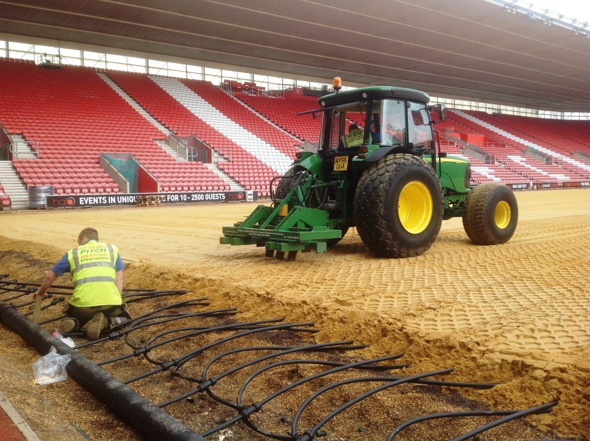 Football stadium undersoil heating