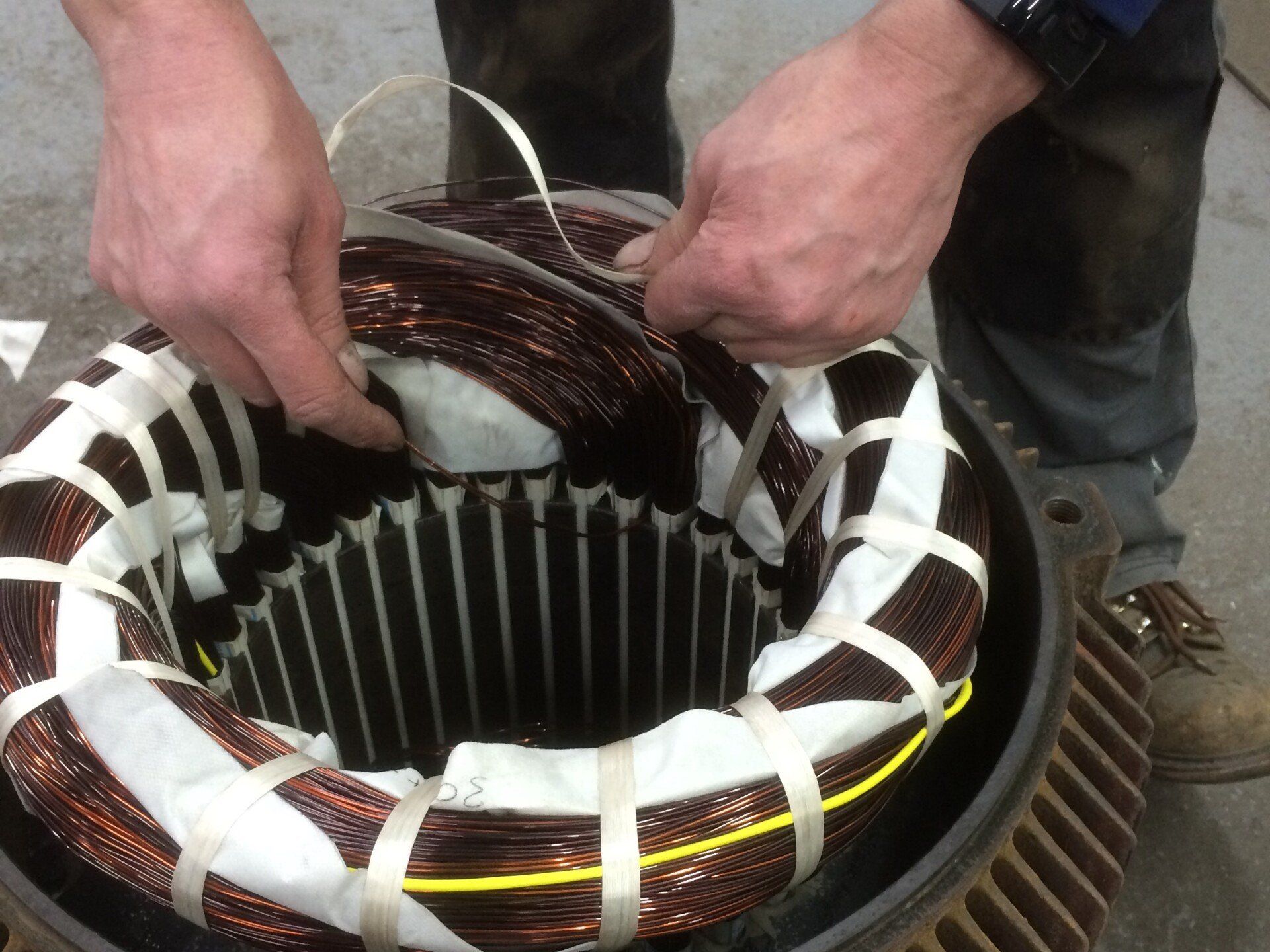 Tying cord used to hold motor coils in place
