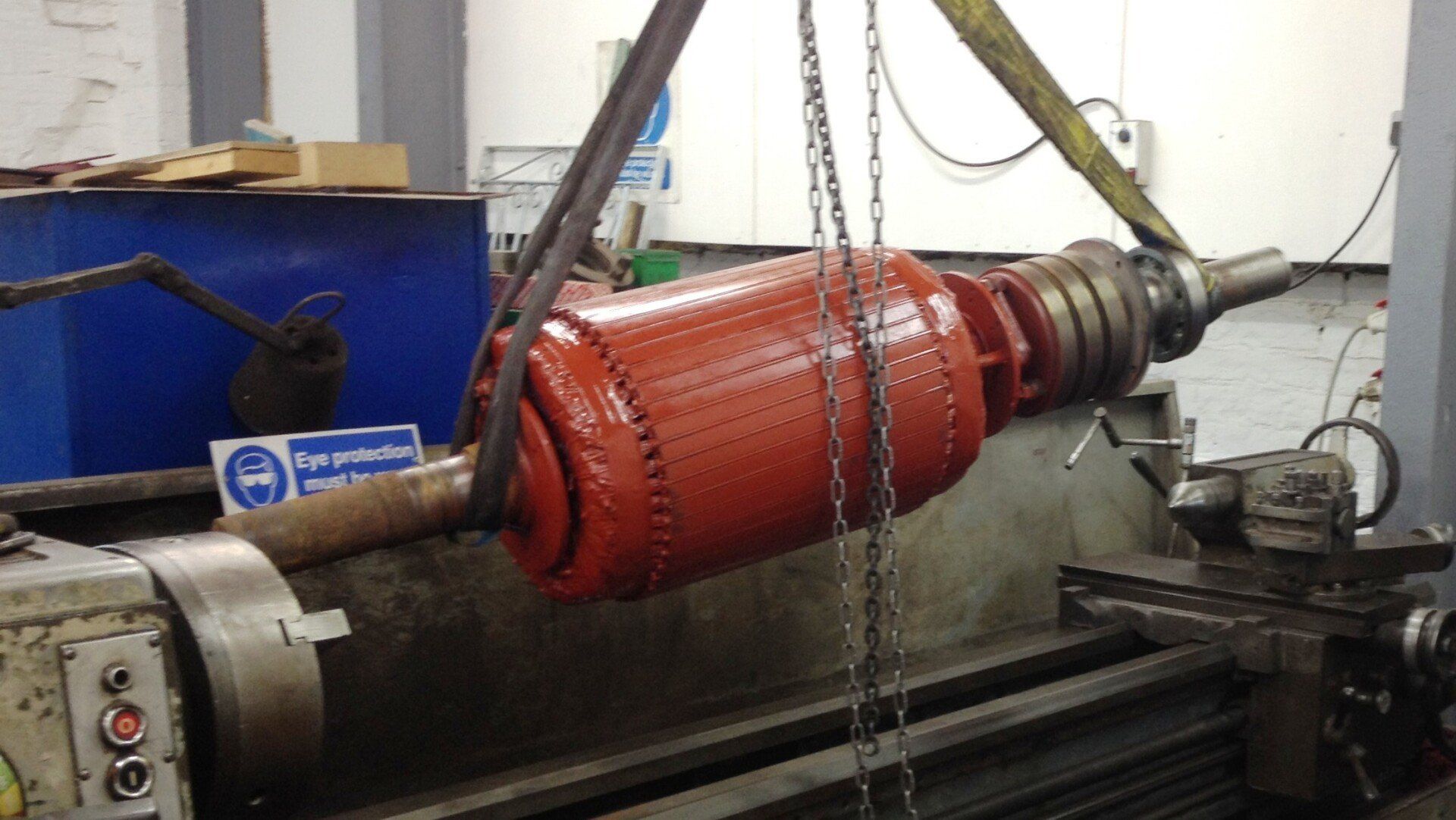Lathe work to motor sliprings, skimming