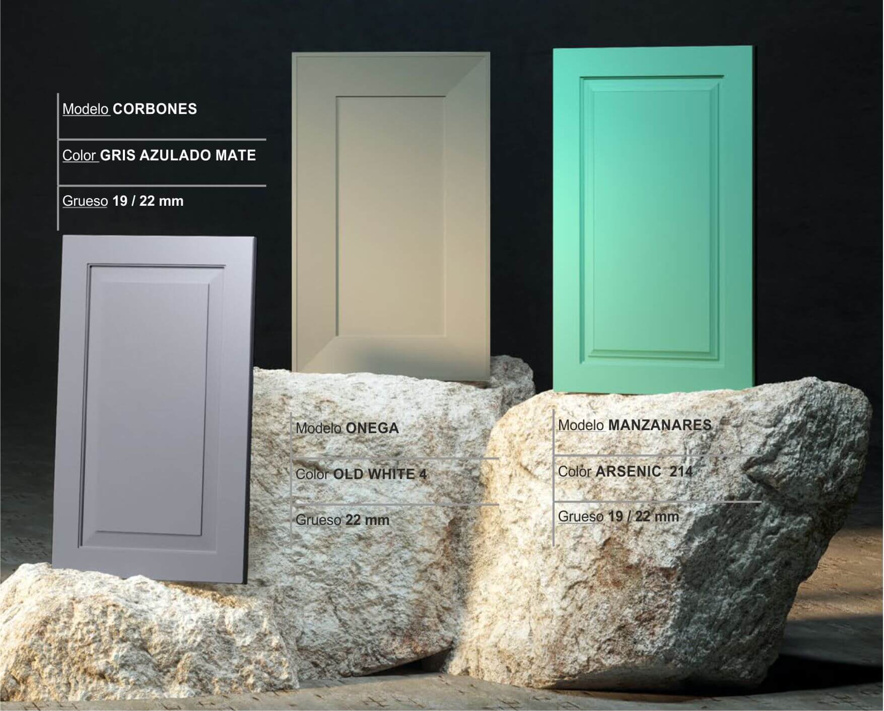 catalogo cocina puerta con forma lacada verde