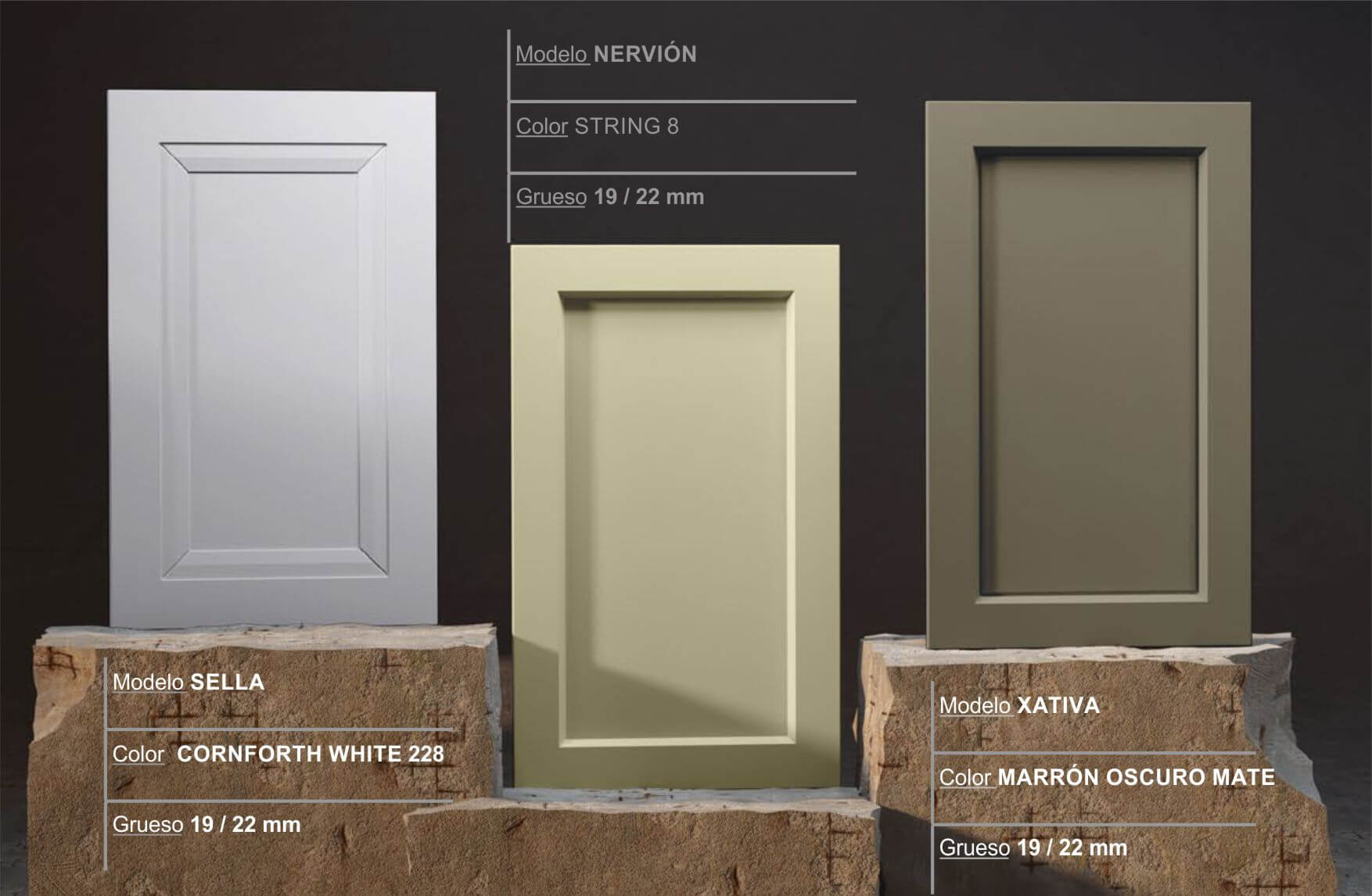 catalogo cocina puerta con forma lacada marron oscuro
