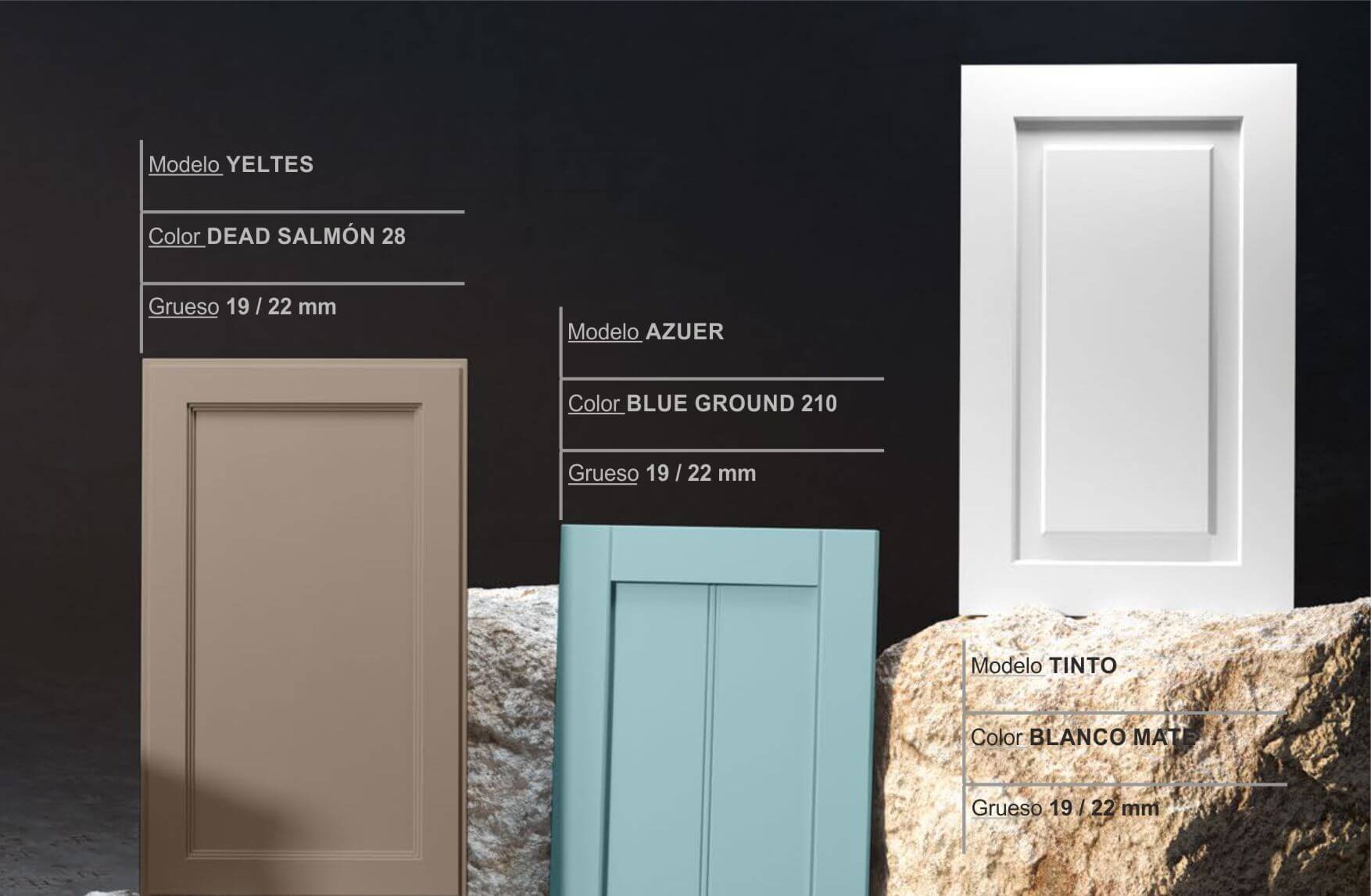 catalogo cocina puerta con forma lacada azul