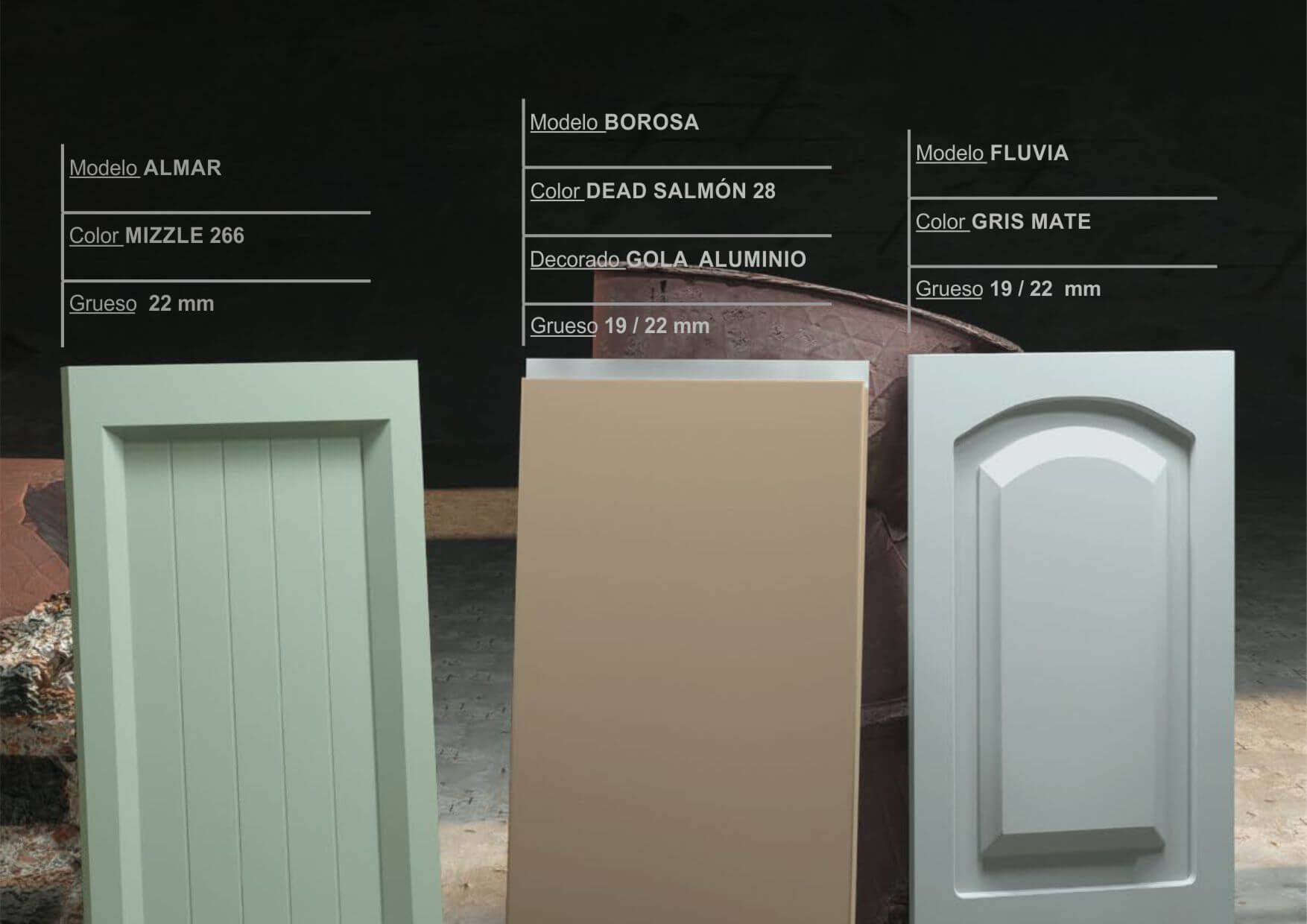 catalogo cocina puerta con forma lacada gris mate