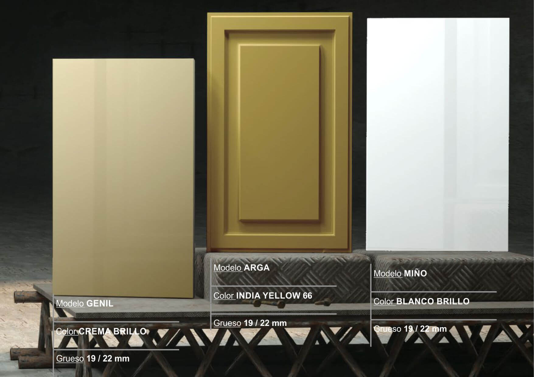 catalogo cocina puerta con forma lacada yellow