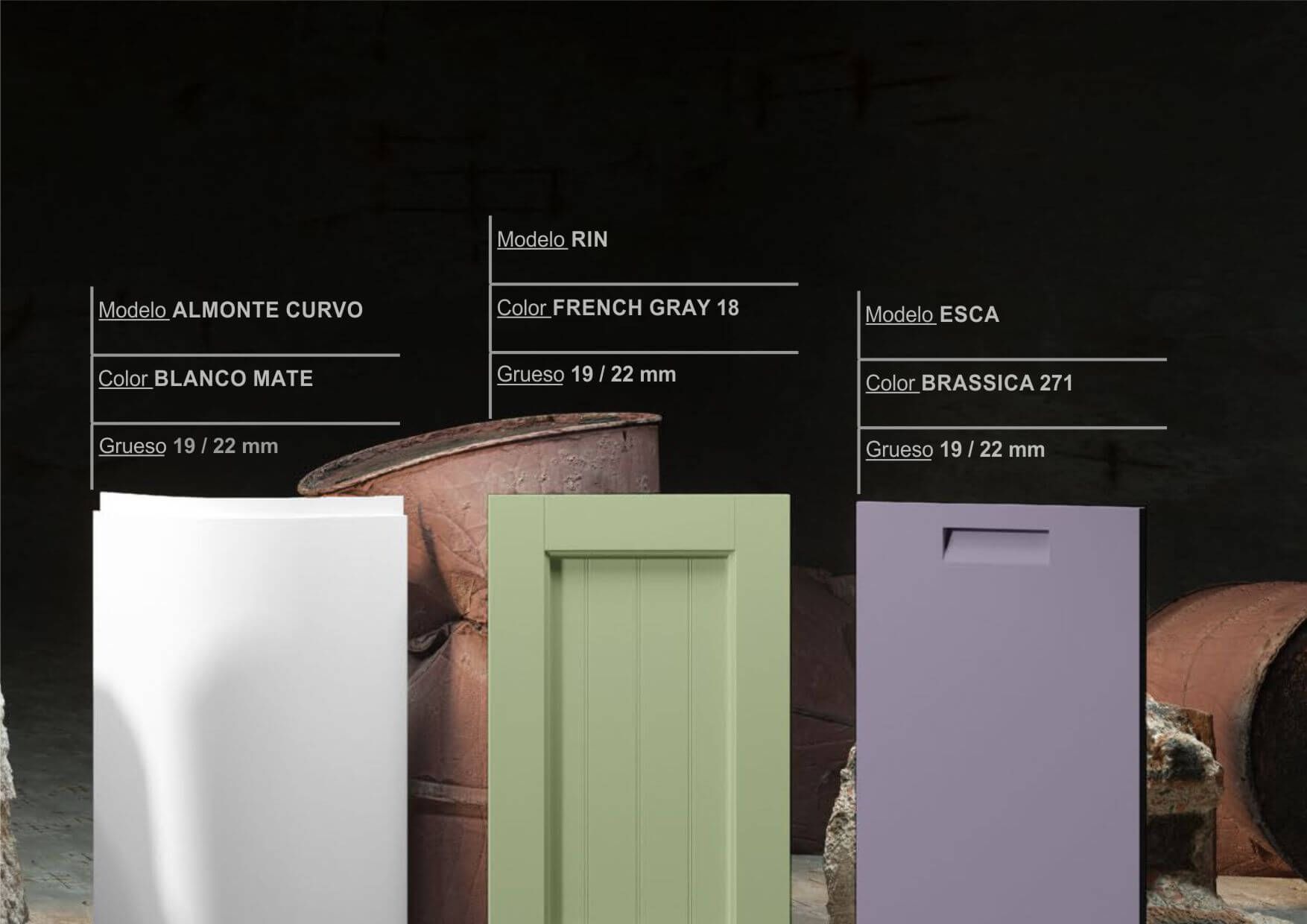 catalogo cocina puerta con forma lacada morado