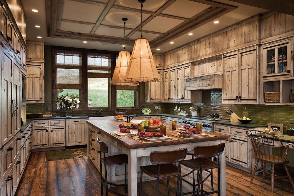 cocina americana rustica con isla