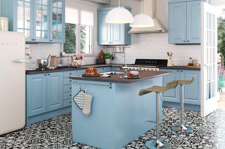 cocinas azul claro