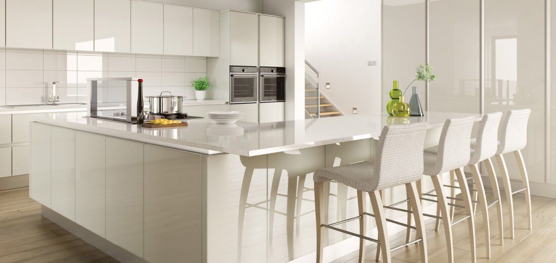cocina laminada blanco alto brillo