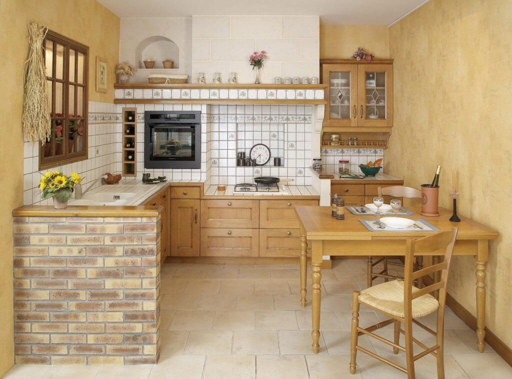 cocina rustica moderna con encimera de azulejo
