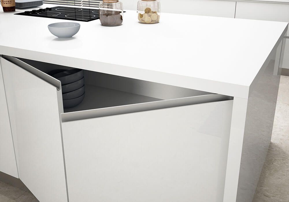cocina con uñero laminado 2 puertas abiertas