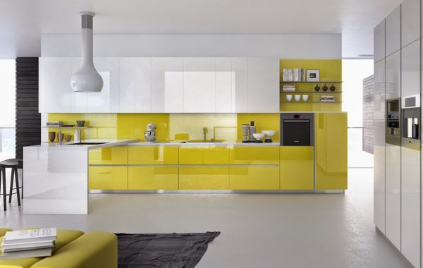 cocinas integrales colores en amarillo limon