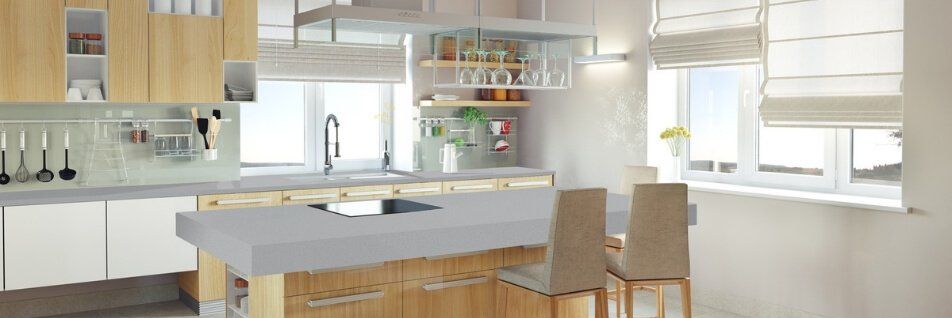 cocinas pequeñas blancas madera y gris