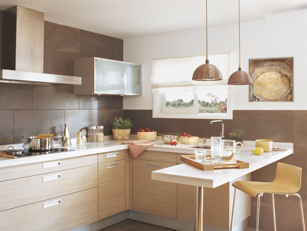 diseño de cocina pequeña en madera