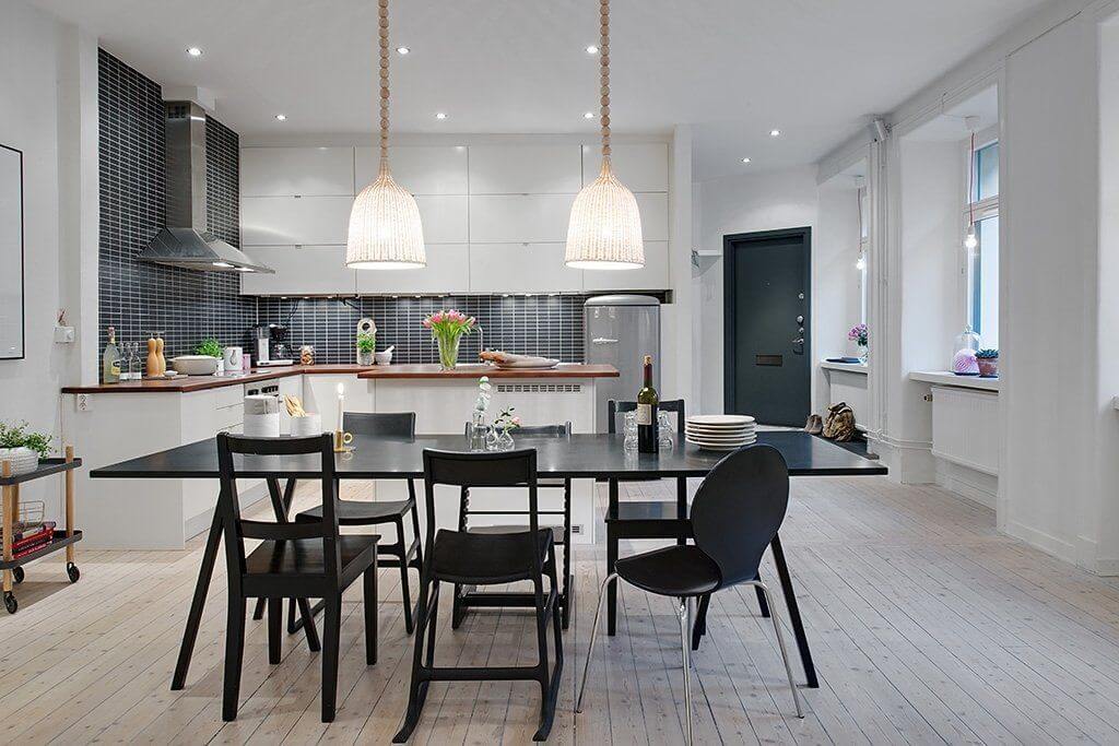 foto de cocina y salon elegante