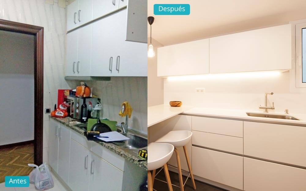 reforma de cocina pequeña antes y despues