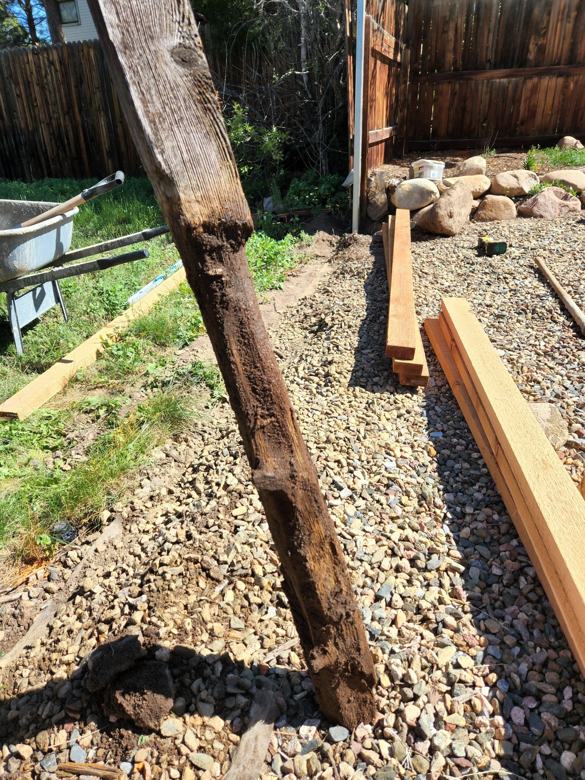 rotted cedar 4x4 fence post.