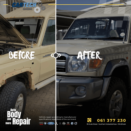 Bodywork and welding repairs at CarTech Namibia workshop